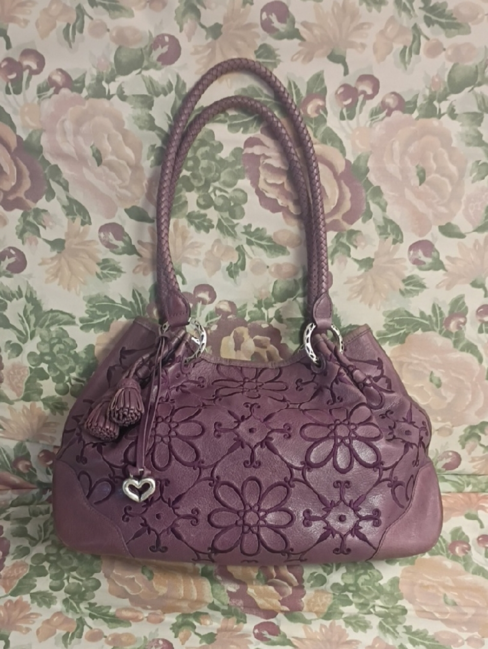 ❤️4 BRIGHTON VALENCIA LAVENDER EMBROIDERED DOUBLE SHOULDER PURSE +2 FOB Hangtags